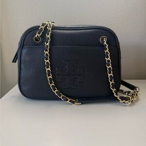 Tory Burch Thea Navy Crossbody / Shoulder Bag with Gold Chain